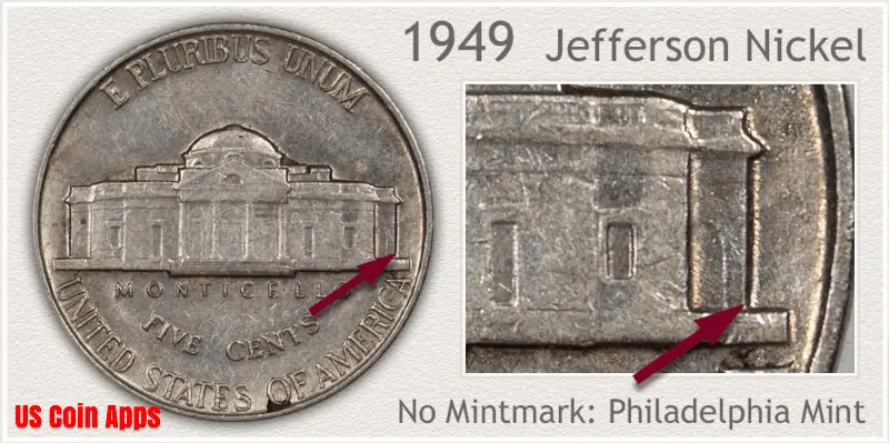 1949 Nickel No Mint Mark | Discover Their Worth - US Coin Apps
