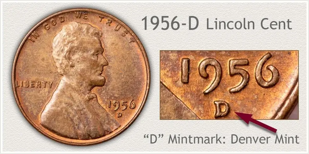 1956 Wheat Penny D and No Mint Mark Pennies Value